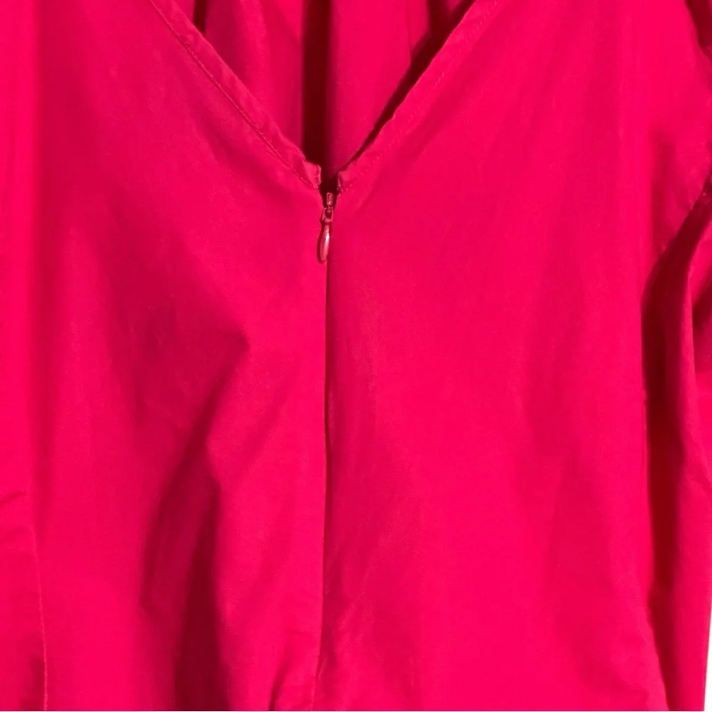 J Crew Magenta Rose V-back Zip Puff Sleeve Stretch Cotton Blend Poplin Blouse